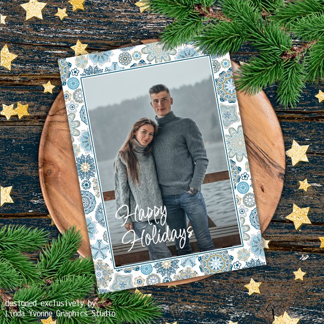 Cartão De Festividades Festivo Quic Floral Mandala Flakes Neve Padrão (Criador carregado)