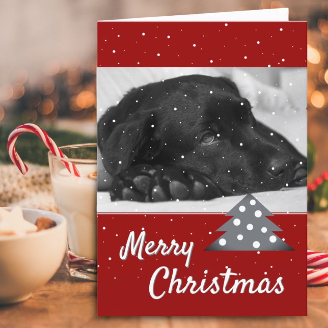 Cartão De Festividades Festivo Red Dog Pet Photo Tree Felry Christmas (Criador carregado)