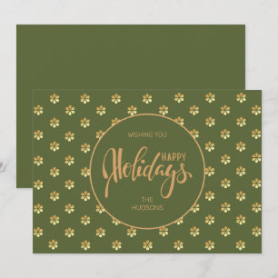 Cartão De Festividades Festivo Vermelho e Dourado Natal Daisy