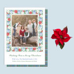 Cartão De Festividades Festivo Vintage Quadro Botânico Feliz Natal<br><div class="desc">* Crédito da fotografia: Fotografia © Storytree Studios, Stanford, CA ** / Elegant Happy Holidays cartões de fotos com espaço para uma fotografia de casal ou de família. Neste design, a foto é cercada por uma fronteira botânica de inspiração safena, que incorpora verduras de inverno, bordéis de chinoiserie azul e...</div>