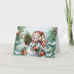 Cartão De Festividades Festivo Vintage Watercolor Vazio de Natal