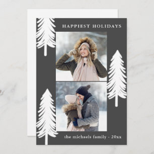 Cartão De Festividades Festivo White Pine Treine Dois Feriados Fotográfic