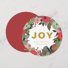 Cartão De Festividades Festivo Wreath com Joy Typografia