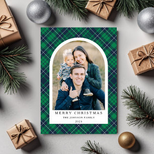 Cartão De Festividades Festivo Xadrez Verde Foto de Natal