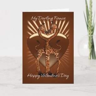 Cartão De Festividades Fiance Valentine's Day Card With Two Loving Giraff