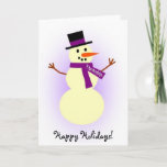 Cartão De Festividades Fibromyalgia Snowman card<br><div class="desc">The snowman wears his purple scarf to show his support for fibromyalgia awareness.  10% of the profit of this product will go to the CFIDS Association of America.</div>