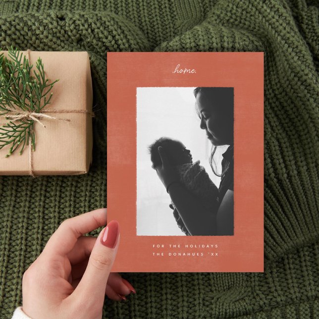 Cartão De Festividades Ficando em casa Foto de Natal da família mínima (Criador carregado)