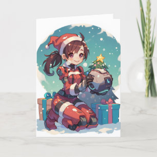 Cartão De Festividades Ficha de Natal da Menina de Animes