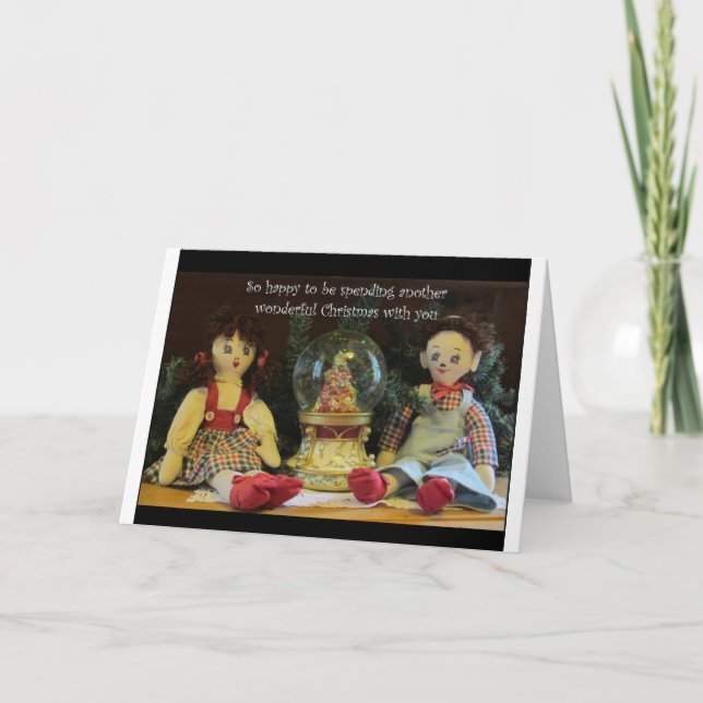 Cartão De Festividades Fico feliz em passar outro Natal com você (Frente)