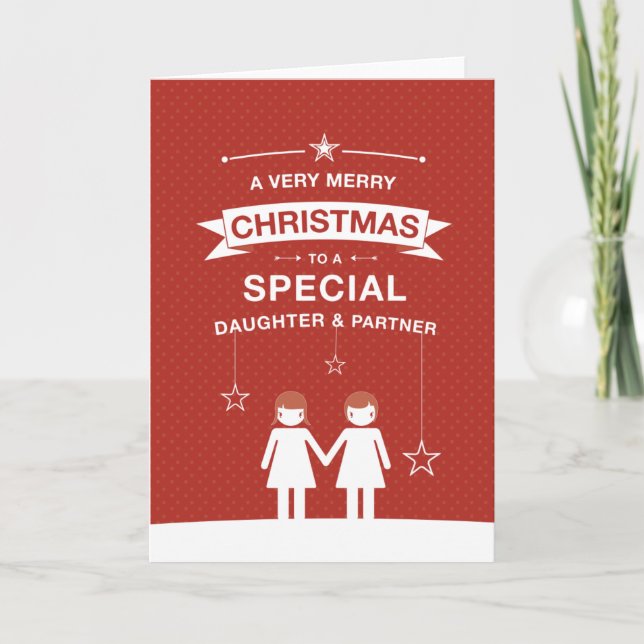 Cartão De Festividades Filha de Design e placa de parceiro não Hetero (Frente)