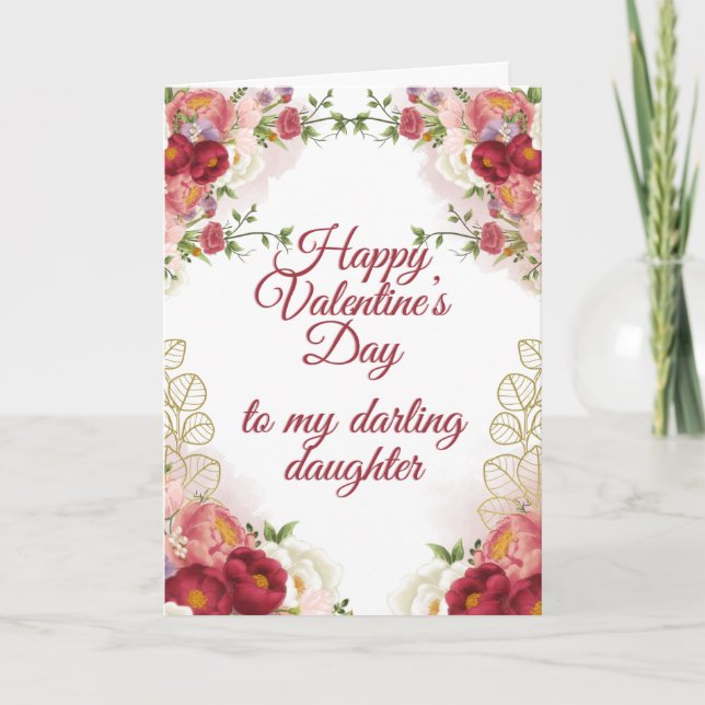 Cartão De Festividades Filha Floral Elegante (Frente)