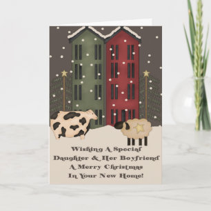 Cartão De Festividades Filha & Namorado 1º Natal na Nova Casa