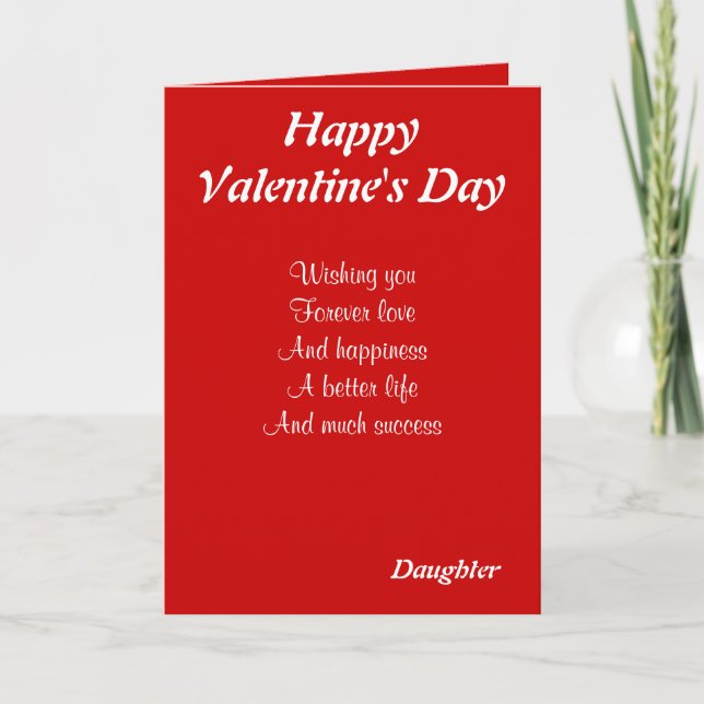 Cartão De Festividades Filha no dia de os namorados (Frente)