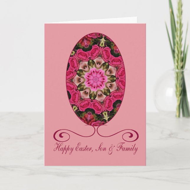 Cartão De Festividades Filho e Felz pascoa familiar (Frente)