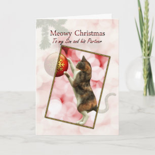 Cartão De Festividades Filho e sócio, Natal de Meowy