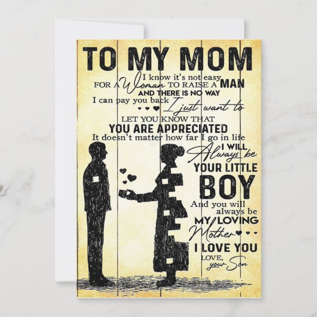 Cartão De Festividades Filho Para A Mãe Presente | Presente Especial Para (Frente)