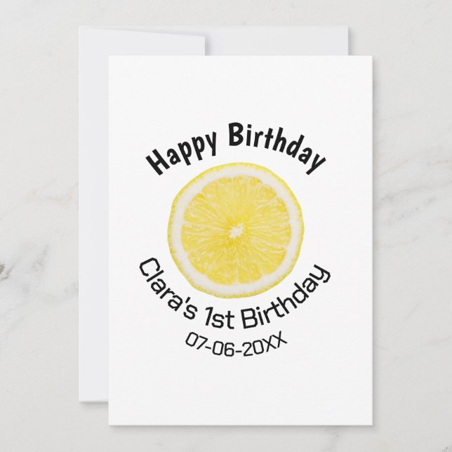 Cartão De Festividades Filhos bebês primeiro aniversario lêmon fatia adic (Frente)