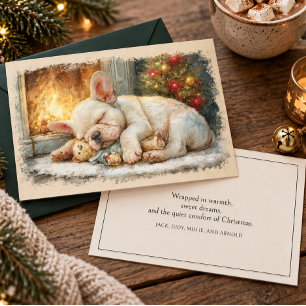 Cartão De Festividades Filhote de Bulldog Francês Dormindo Natal