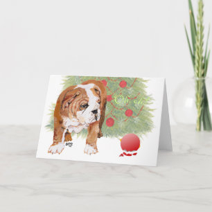 Cartão De Festividades Filhote de Bulldog Inglês Natal