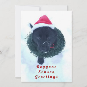Cartão De Festividades Filhote de cachorro preto em uma grinalda, ZKA do