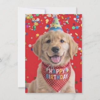 Cartão De Festividades Filhote de golden retriever desejando feliz aniver