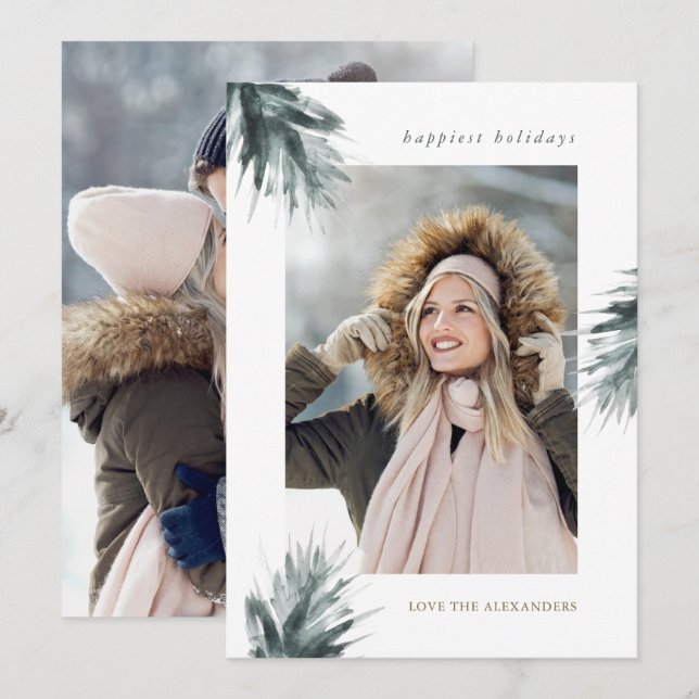 Cartão De Festividades Filiação Rústica Simples Duas Férias de Natal Foto (Frente/Verso)