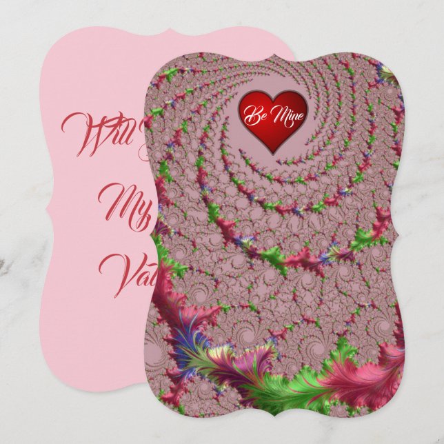 Cartão De Festividades Filigranoso Romântico Fractal Dia dos Namorados (Frente/Verso)