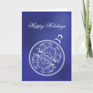 Cartão De Festividades Filigree Blue Ornament Holiday Card