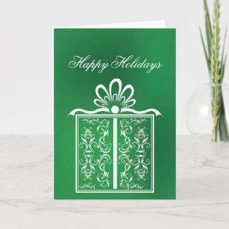 Cartão De Festividades Filigree Green Present Holiday Card