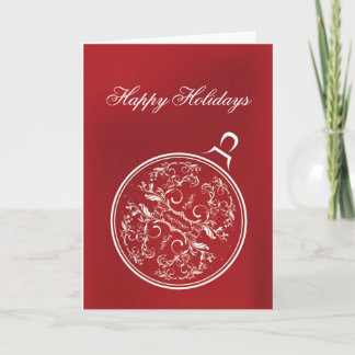 Cartão De Festividades Filigree Red Ornament Holiday Card