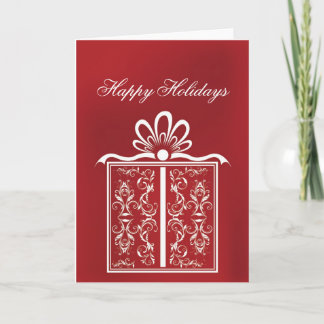 Cartão De Festividades Filigree Red Present Holiday Card