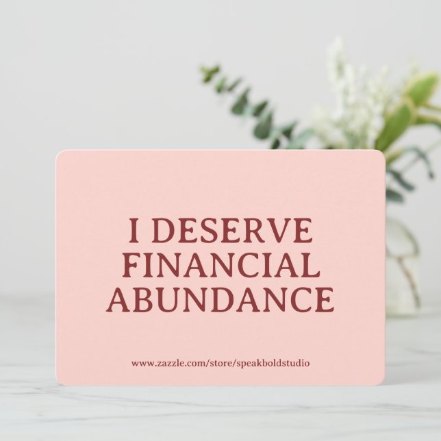 Cartão De Festividades Financial Abundance Affirmation Custom Card Gift (Em pé/Frente)