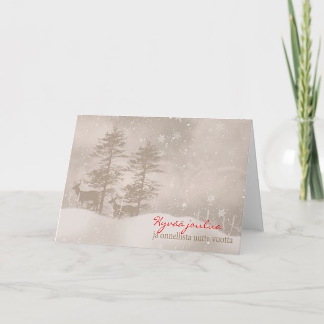 Cartão De Festividades Finnish Language Happy Holidays Stylish Christmas (Frente)