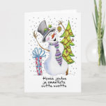 Cartão De Festividades Finnish - Snowman - Happy Snowman Christmas Card -<br><div class="desc">Finnish - Snowman - Happy Snowman Christmas Card - Hyvää joulua</div>