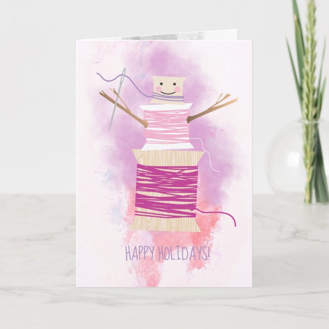 Cartão De Festividades Fio de agulha com neve artesanato de costura Natal (Frente)