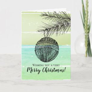 Cartão De Festividades Fios de crochê de tricô foto personalizada Natal