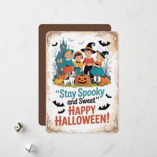 Cartão De Festividades "Fique Assustador e Doce" Vintage Halloween Infant