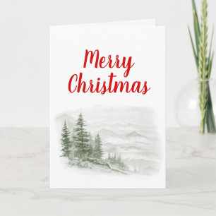 Cartão De Festividades Fir Trees e Montanhas Natal