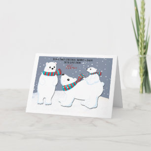 Cartão De Festividades First Christmas Mommy And Daddy Polar Bear Family