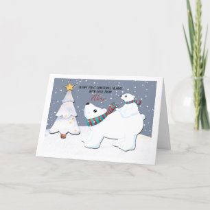 Cartão De Festividades First Christmas Mommy Polar Bear Personalized
