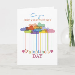 Cartão De Festividades First Valentine’s Day Valentine Rainbow Clouds