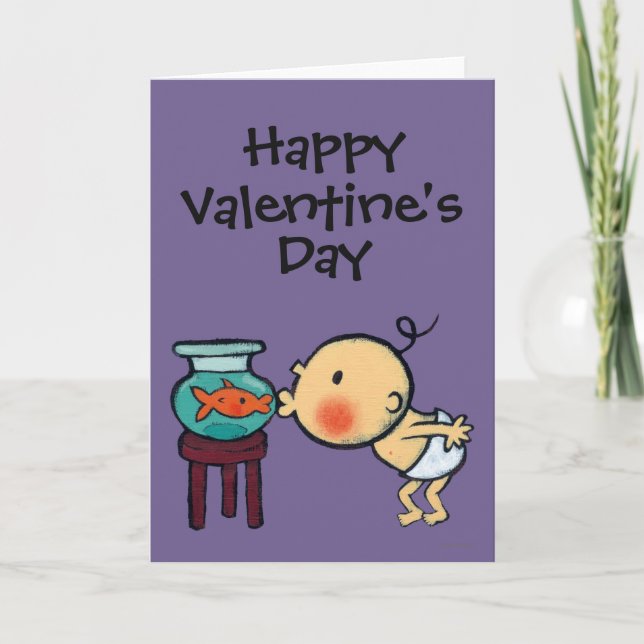 Cartão De Festividades Fishbowl Kisses Orange Goldfish (Frente)