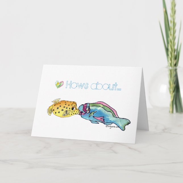 Cartão De Festividades Fishy Big Wet Kiss Valentine Card (Frente)