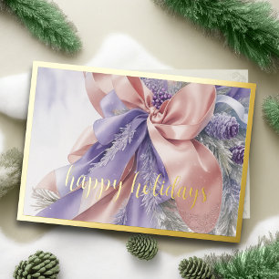 Cartão De Festividades Fita de cetim ornamentos sempre-verde lavanda pêss