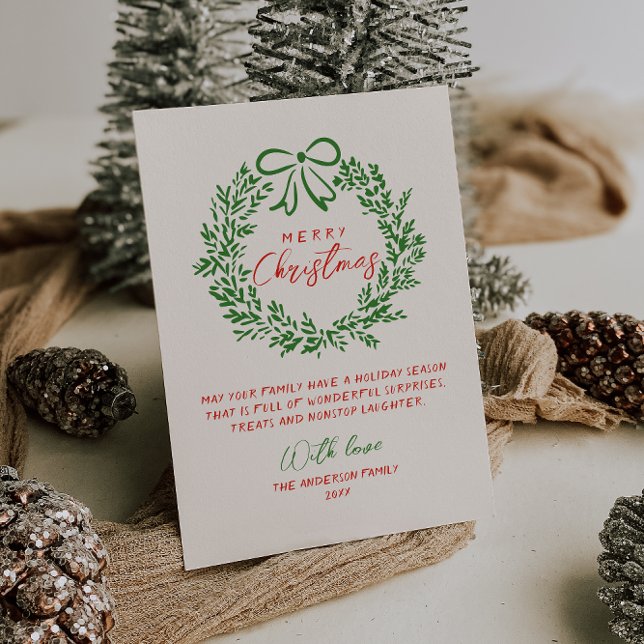 Cartão De Festividades Fita de Fita Desenhada com Mão Vermelha Retro Feir (Criador carregado)