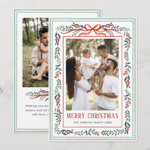 Cartão De Festividades Fita de Laço de Natal Verde Salgueiro Funky 2 Foto