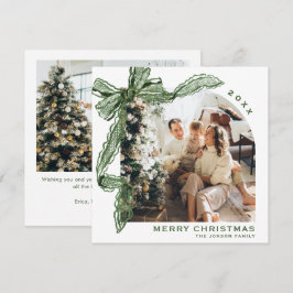 Cartão De Festividades Fita de Laço de Renda Verde de Natal em Aquarela 2