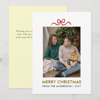 Cartão De Festividades Fita de Natal Minimalista Foto de Família Única