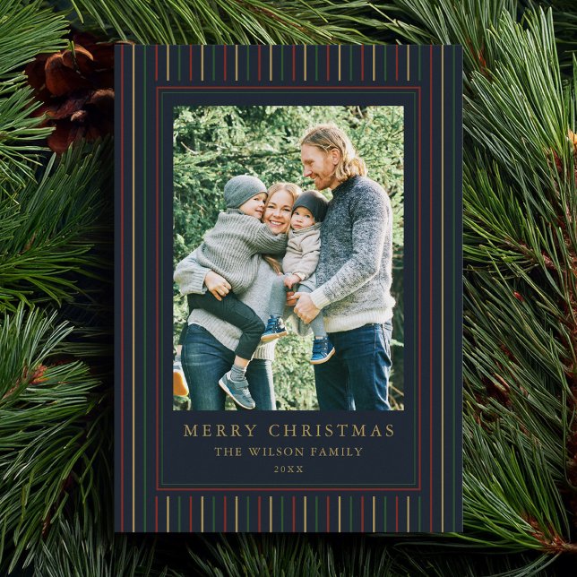 Cartão De Festividades Fita de Natal - Uma Foto (Criador carregado)