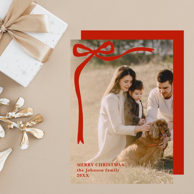 Cartão De Festividades Fita Simples Elegante De Fita Vermelha Whimsy (Criador carregado)